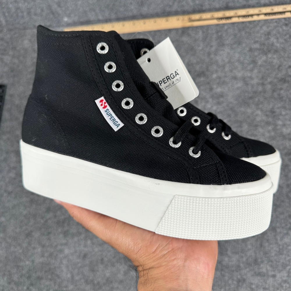 Superga Shoes Womens Size 5.5 Black 2708 Hi Top Platform Canvas Sneakers New